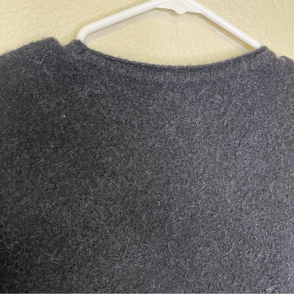 J. McLaughlin Black Merino Wool Baby Alpaca Blend Sweater Tie Sleeves Size Large - Picture 7 of 10